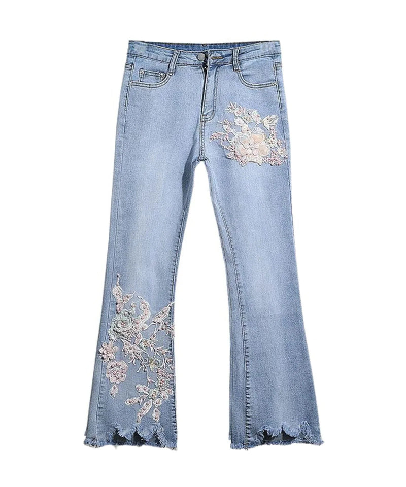 EMBROIDED FLARE JEANS